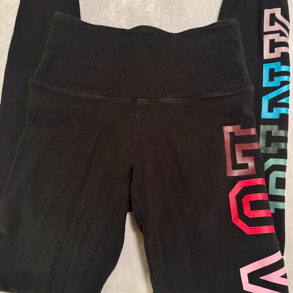Y2K Victoria's Secret LOVE PINK Yoga Pants S Fold Over Rainbow Spellout leggings - Picture 6 of 8